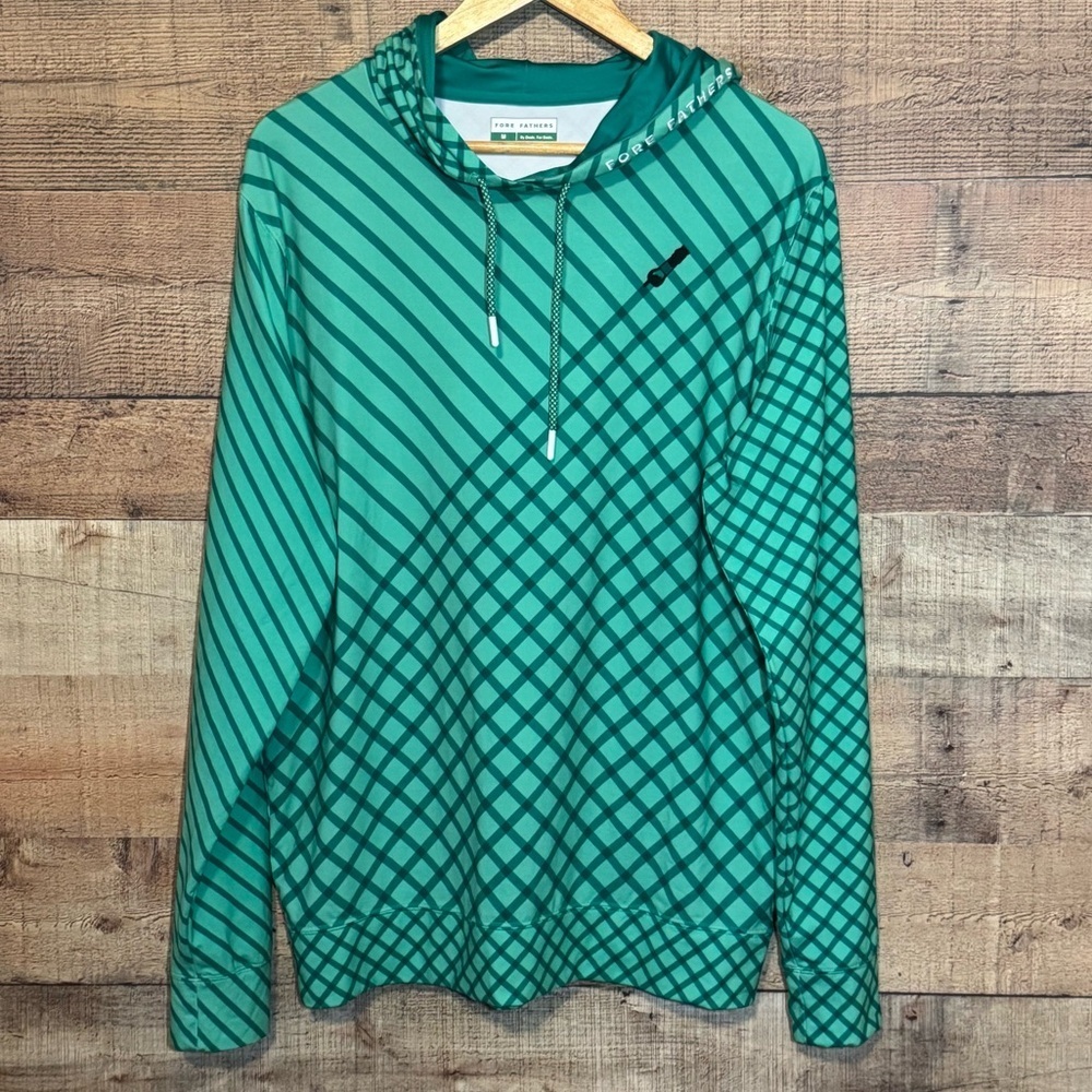 Fore Fathers Turf Tamer Hoodie Men’s size Medium Green Performance Golf Stretch - Picture 2 of 9
